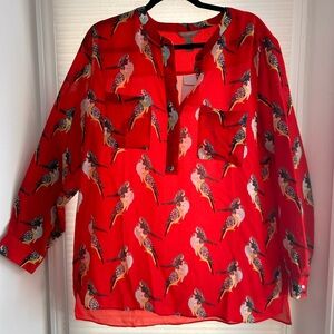 Banana Republic NWT Sheer Tunic Love Bird BlouseValentinesWorkwear  Brunch artsy